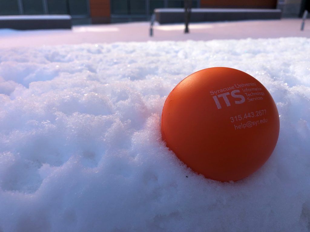 ITS stress ball in the snow