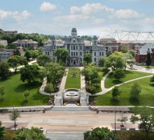 Aerial photo of campus taken by a drone.